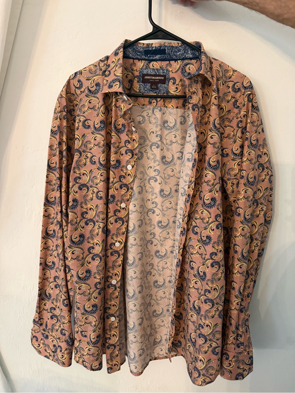 Johnston & Murphy Peach Paisley Button-Down Shirt